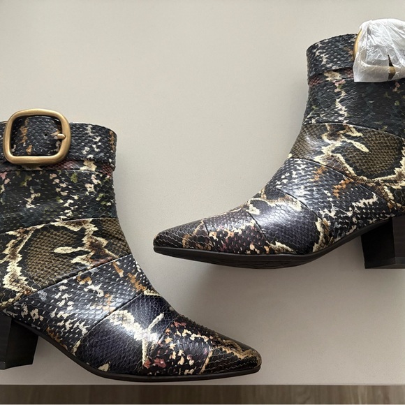 Coach Shoes - Coach Snake-Print Pointed Ankle Boots in Black Multi